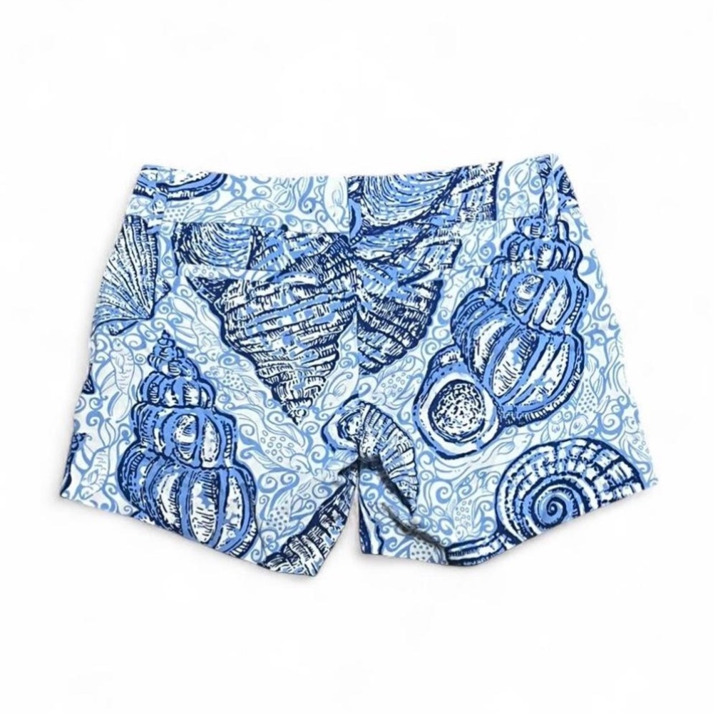 Lilly Pulitzer Blue and White Shell Print Shorts - Picture 2 of 3